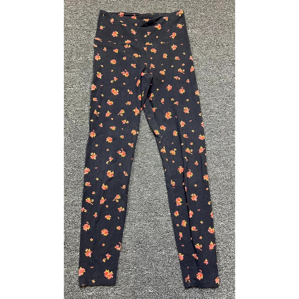 No Boundaries Ankle Leggings Womens S 4-6 Black Floral Stretch High Rise Pull On